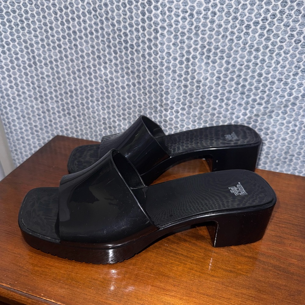 wild fable Black Patent Slide Mules with Low Block Heel